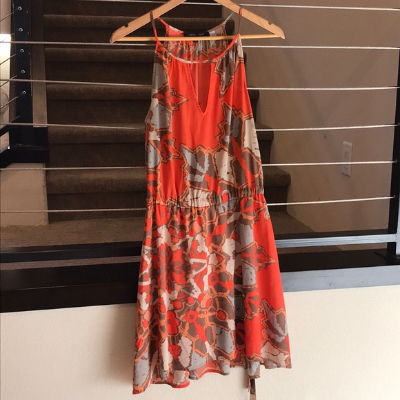 Key Hole Tie Wait Front Summer Print Dress - Picture 3 of 6